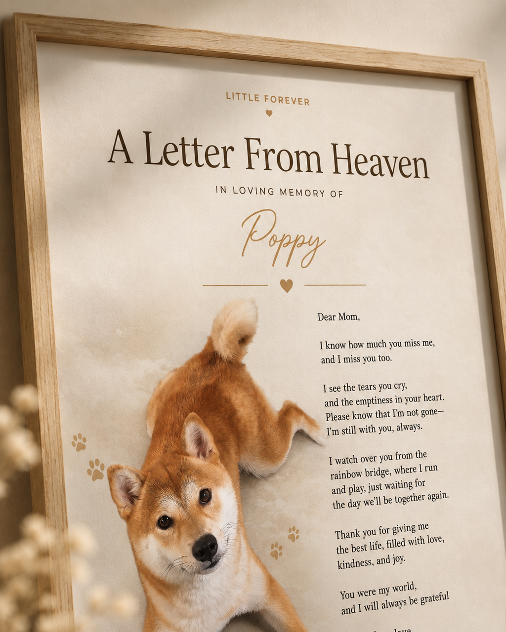 A Letter From Heaven — Personalized Pet Memorial Print
